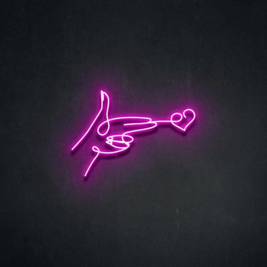 Finger heart neon sign board pink LED neon light wall decor for bedroom