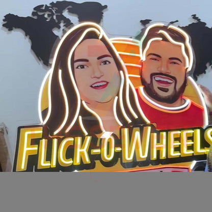 Flick O Wheels Custom Neon Sign Board Personalized LED Neon Light Logo
