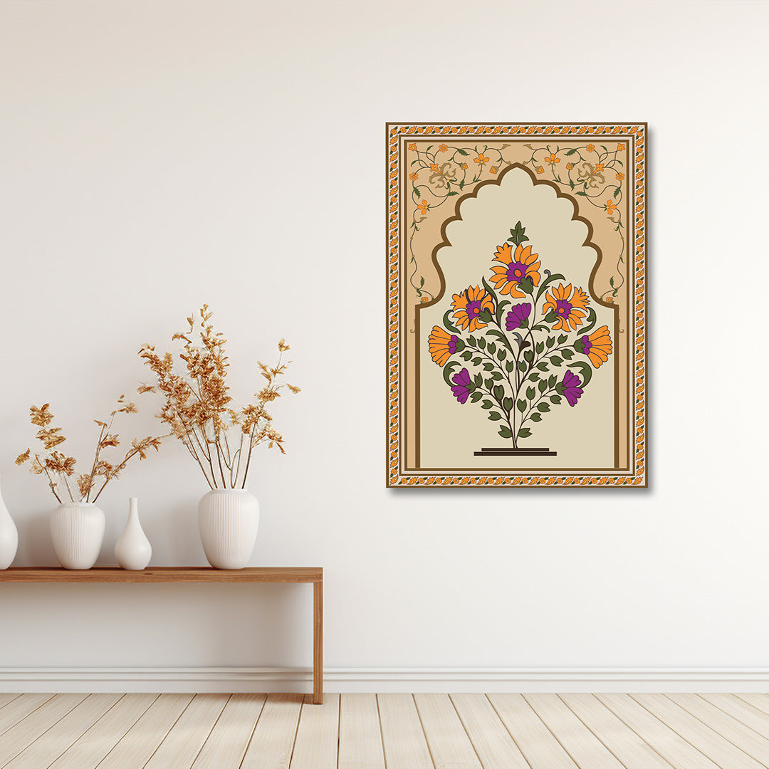 floral arch canvas wall painting indian botanical artwork traditional ethnic decor