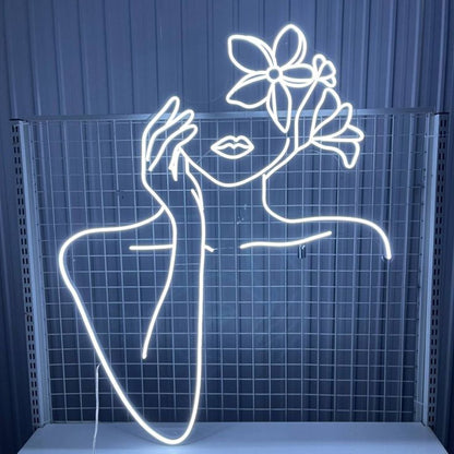 Floral beauty neon sign board neon light name plate white LED wall décor