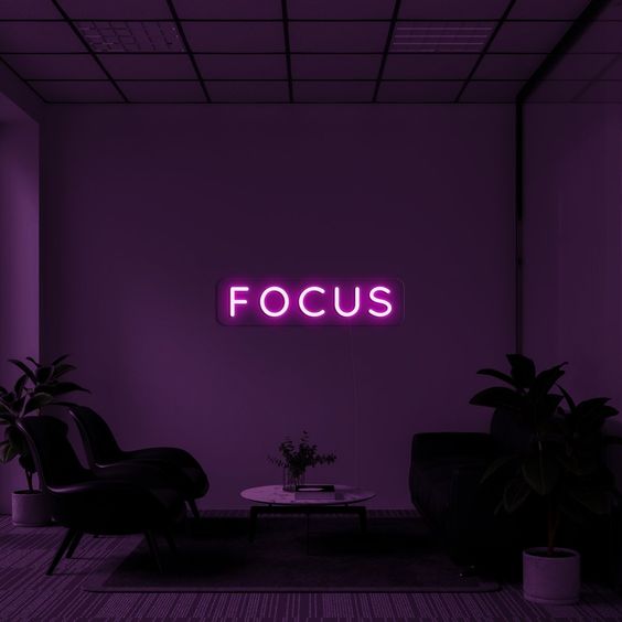 Focus neon sign board pink neon light motivational wall decor