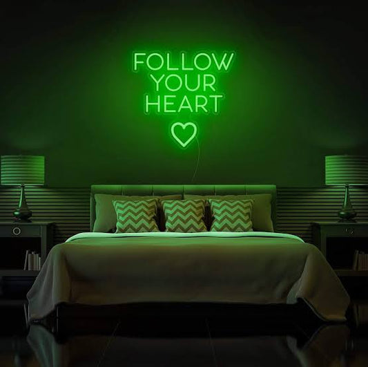 Follow your heart neon sign board green neon light bedroom wall decor