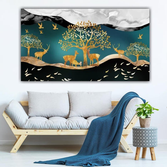3d_deers_in_forest_wall_frame_for_living_room_decoration