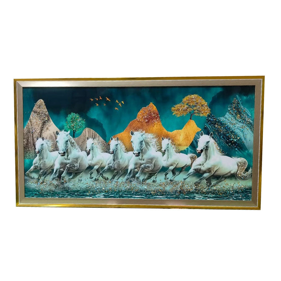 7 Running Horses Painting Wall Frame for Living Room Wall Decor