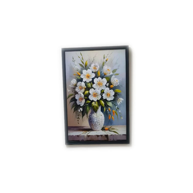 White Flower Painting Wall Frame for Living Room Wall Decor