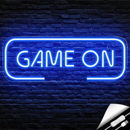 Game On neon sign board neon light name plate blue LED wall décor