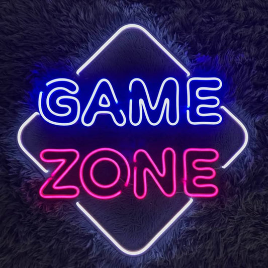 Game Zone neon sign board neon light name plate blue pink LED gaming décor