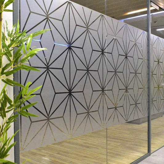 geometric frosted glass film design decorative privacy vinyl for office glass partitions modern pattern