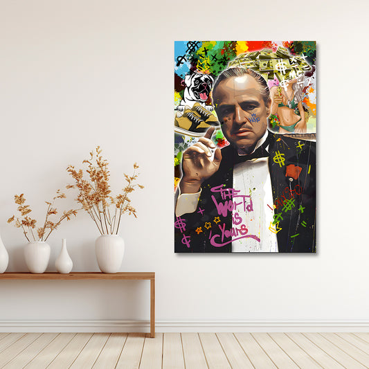 godfather pop art canvas painting frame mafia movie inspired painting on canvas wall decor