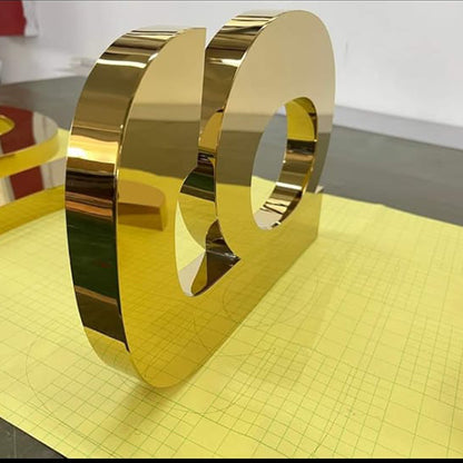 gold stainless steel 3D letter sign mirror polished metal signage for luxury branding