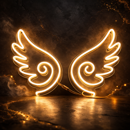 golden angel wings neon sign board customised warm neon light signs aesthetic wall decor custom neon sign