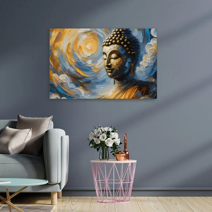 golden buddha abstract wall painting modern spiritual canvas art for living room decor
