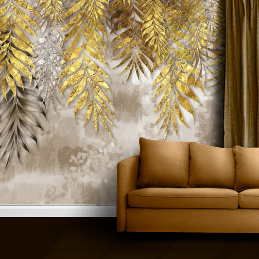 golden leaves Wallpaper Self Adhesive Mural Wallpaper | Customized Wallpaper