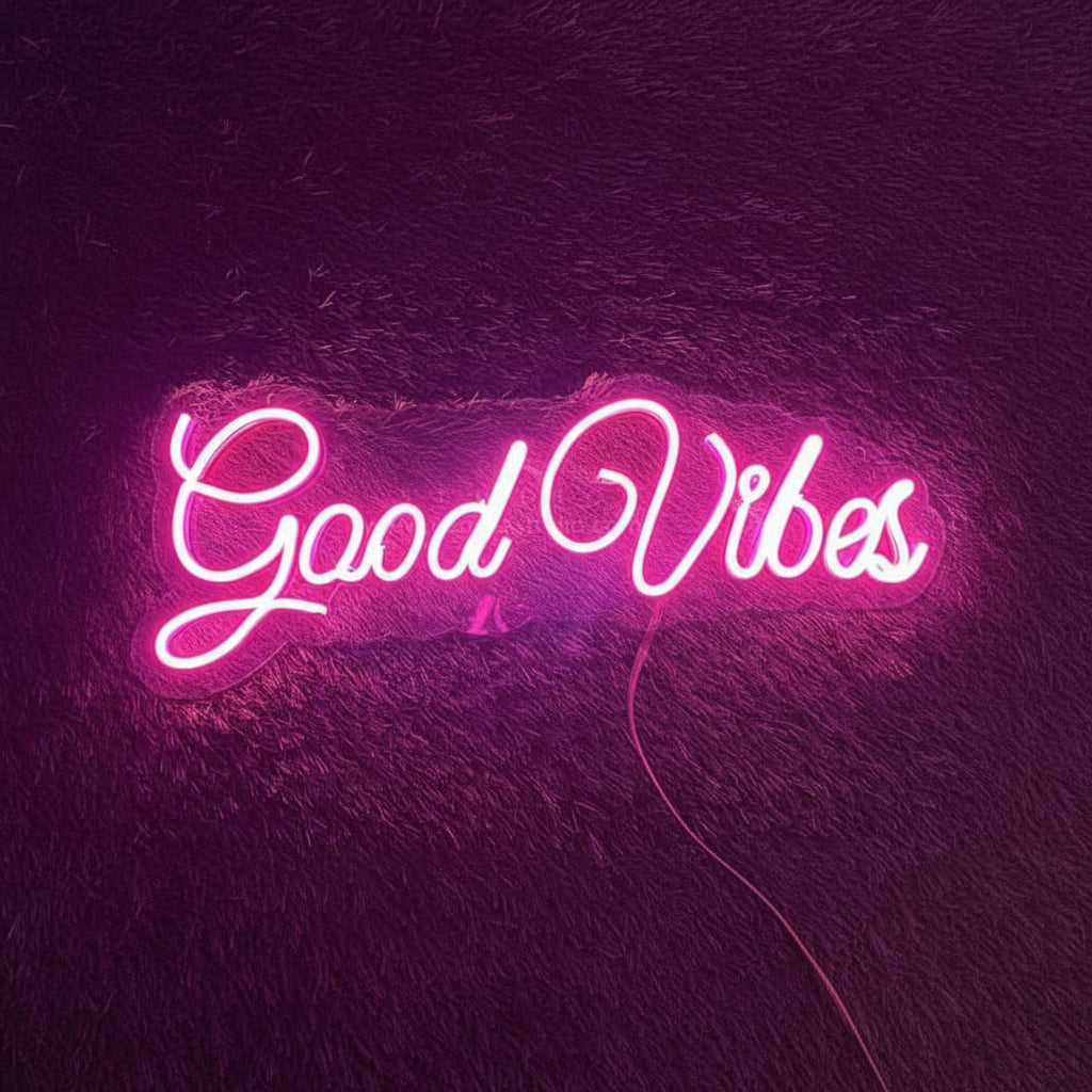 good vibes neon sign board pink neon light signs aesthetic room wall decor