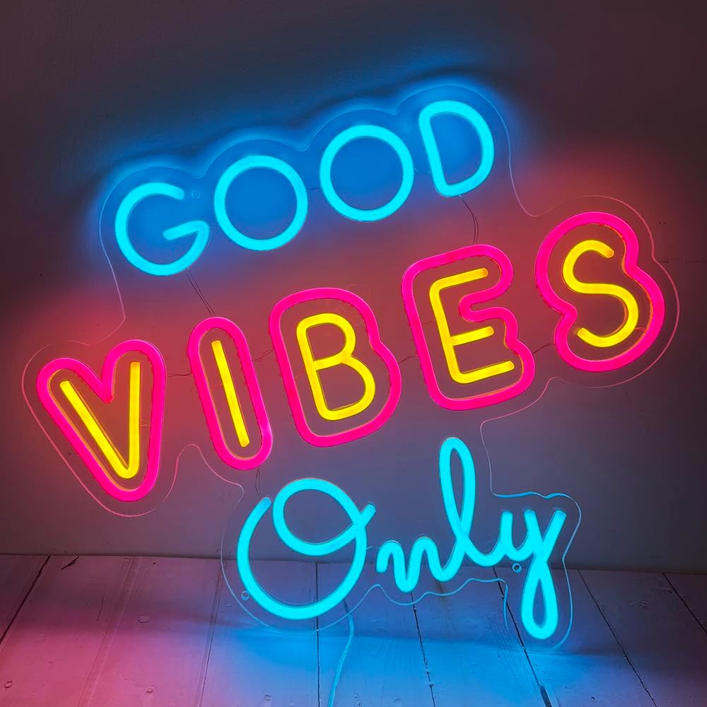 Good Vibes Only Neon Sign Board Colorful LED Neon Light Wall Decor