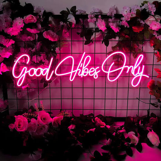 Good Vibes Only neon sign board pink neon light aesthetic wall decor