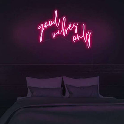 good vibes only neon sign board pink neon light wall decor aesthetic neon light signs