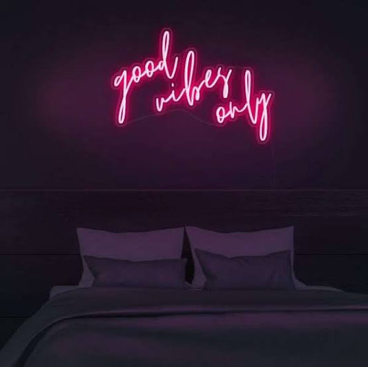 good vibes only neon sign board pink neon light wall decor aesthetic neon light signs