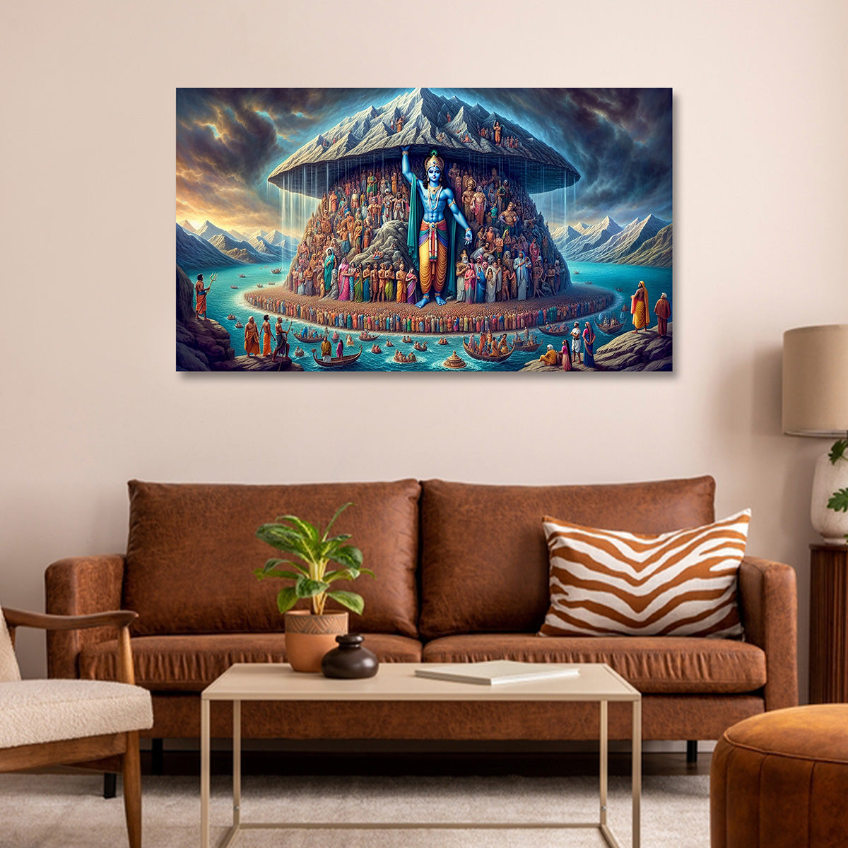 govardhan krishna canvas painting frame wall decor for living room