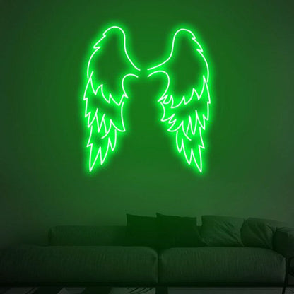 Green angel wings with heart custom neon sign board LED neon light for bedroom wall decor