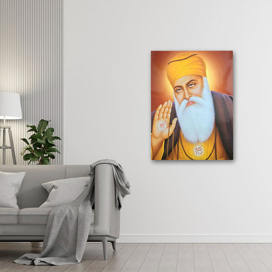 guru nanak dev ji blessing canvas painting spiritual sikh wall decor