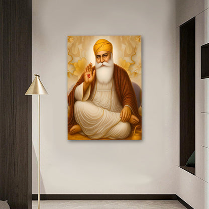 Guru Nanak Dev Ji canvas painting spiritual Sikh wall art for living room decor