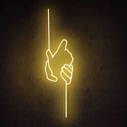 Hand Grip Custom Neon Sign Board Yellow LED Neon Light for Modern Wall Decor