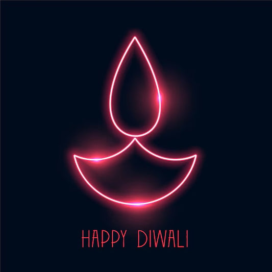 Happy Diwali Neon Sign Board LED Diya Festive Wall Decor