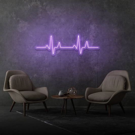 Heartbeat neon sign board purple neon light heartbeat line wall decor