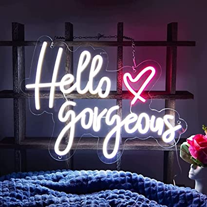 hello gorgeous neon sign board customised aesthetic neon light signs wall decor custom neon sign