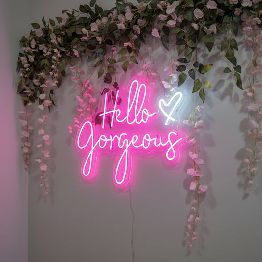 hello gorgeous neon sign board pink neon light salon wall decor