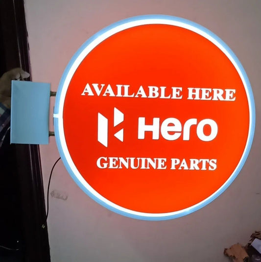 Hero genuine parts LED round sign board double side light box for auto shop branding