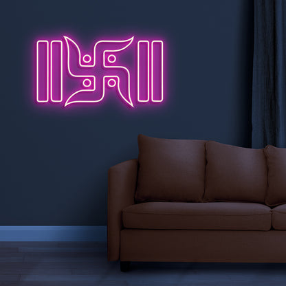 hindu swastik neon sign board pink LED custom neon light spiritual wall decor