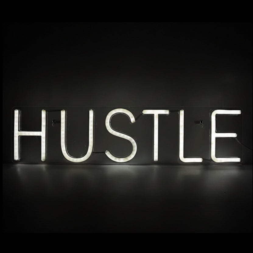 hustle neon sign board white neon light motivational wall decor neon light signs