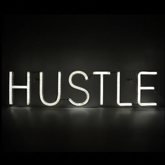 hustle neon sign board white neon light motivational wall decor neon light signs