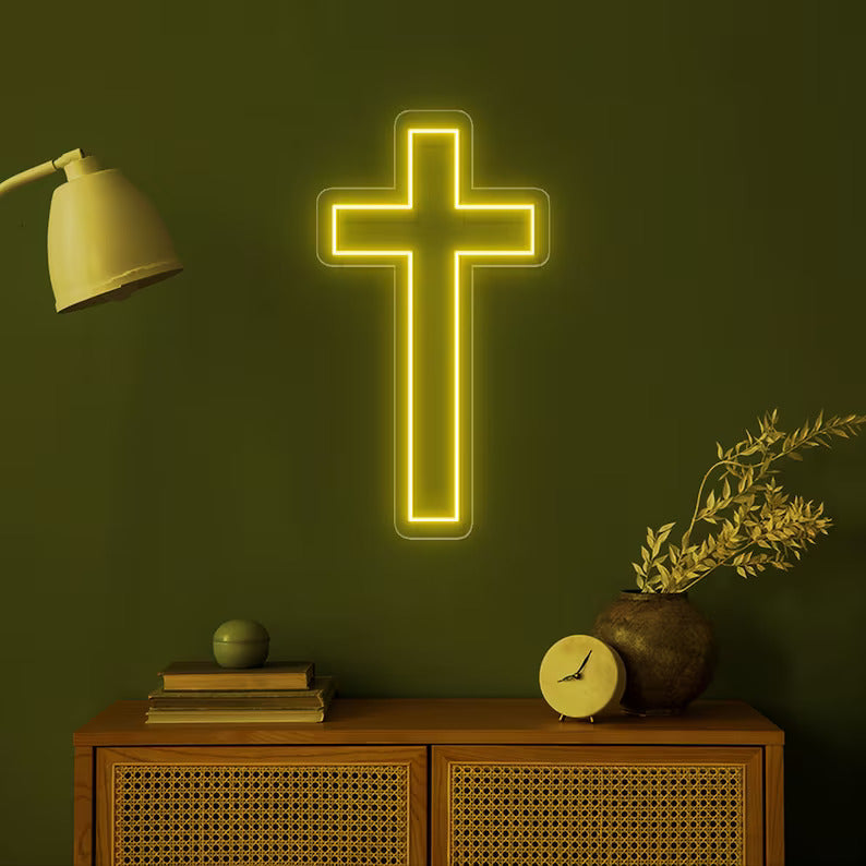 The Cross of Jesus Symbol of Christianity Wall Decor Neon Light (18X10 In)