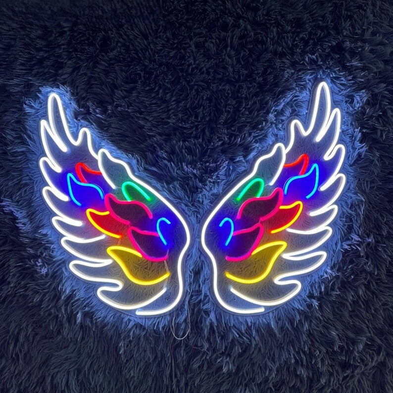 Angel Wings Neon Light for Wall Decors | Big Large Size Angel Wings Neon Light for Selfie Point | Custom Neon Sign (48 by 48 inches)