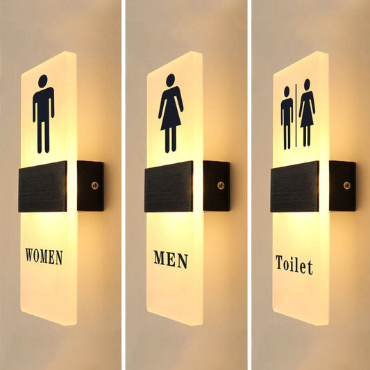 LED illuminated restroom wall sign for men women toilet
