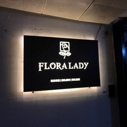 illuminated LED address sign with house number and street name for exterior wall display