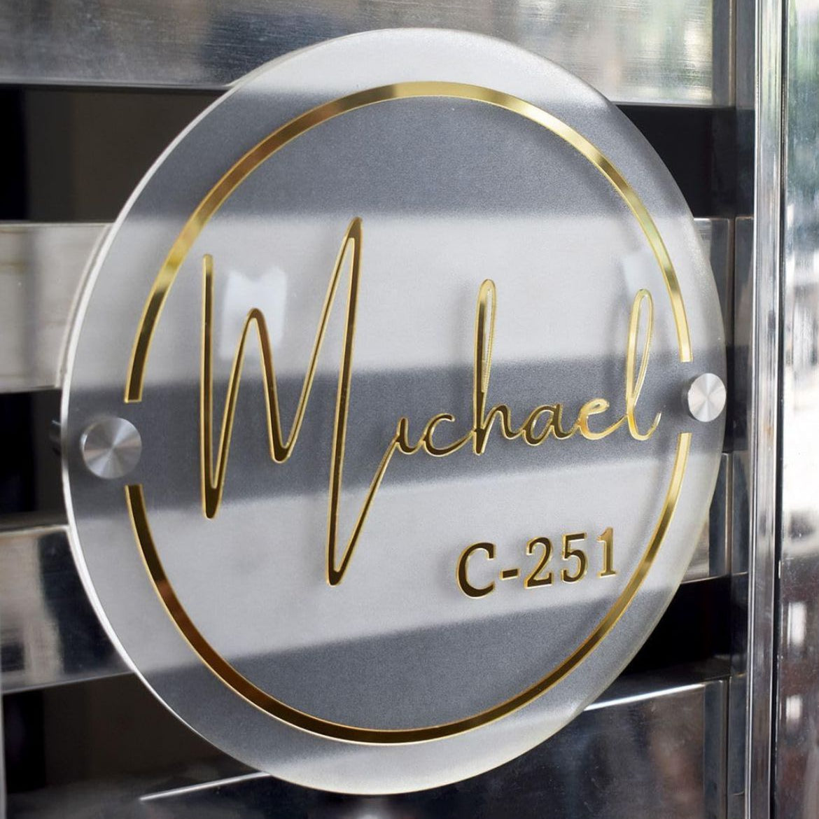 IN round LED sign board front lit acrylic logo storefront retail signage