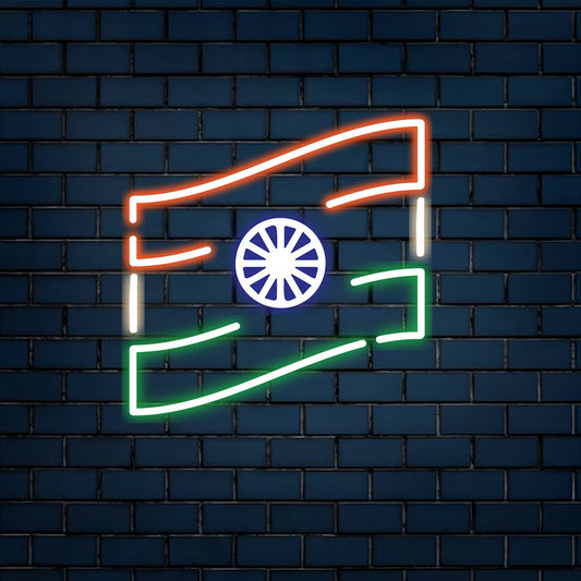 Indian flag outline neon sign board customised tricolor neon light signs India patriotic wall decor custom neon sign
