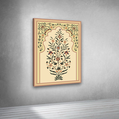 indian floral arch design wall art beige botanical canvas elegant home decor