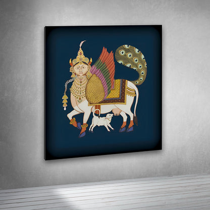 indian folk art cow painting canvas wall art spiritual decorative frame home decor