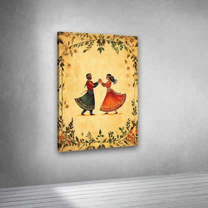 indian folk dance artwork canvas rajasthani couple painting ethnic wall art for living room