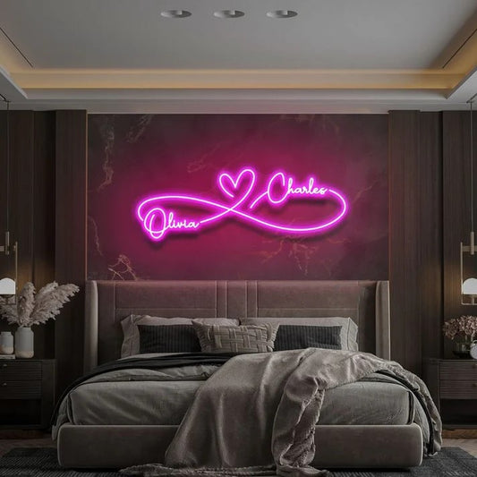 Infinity Couple Name Neon Sign Board Custom LED Neon Light Bedroom Decor