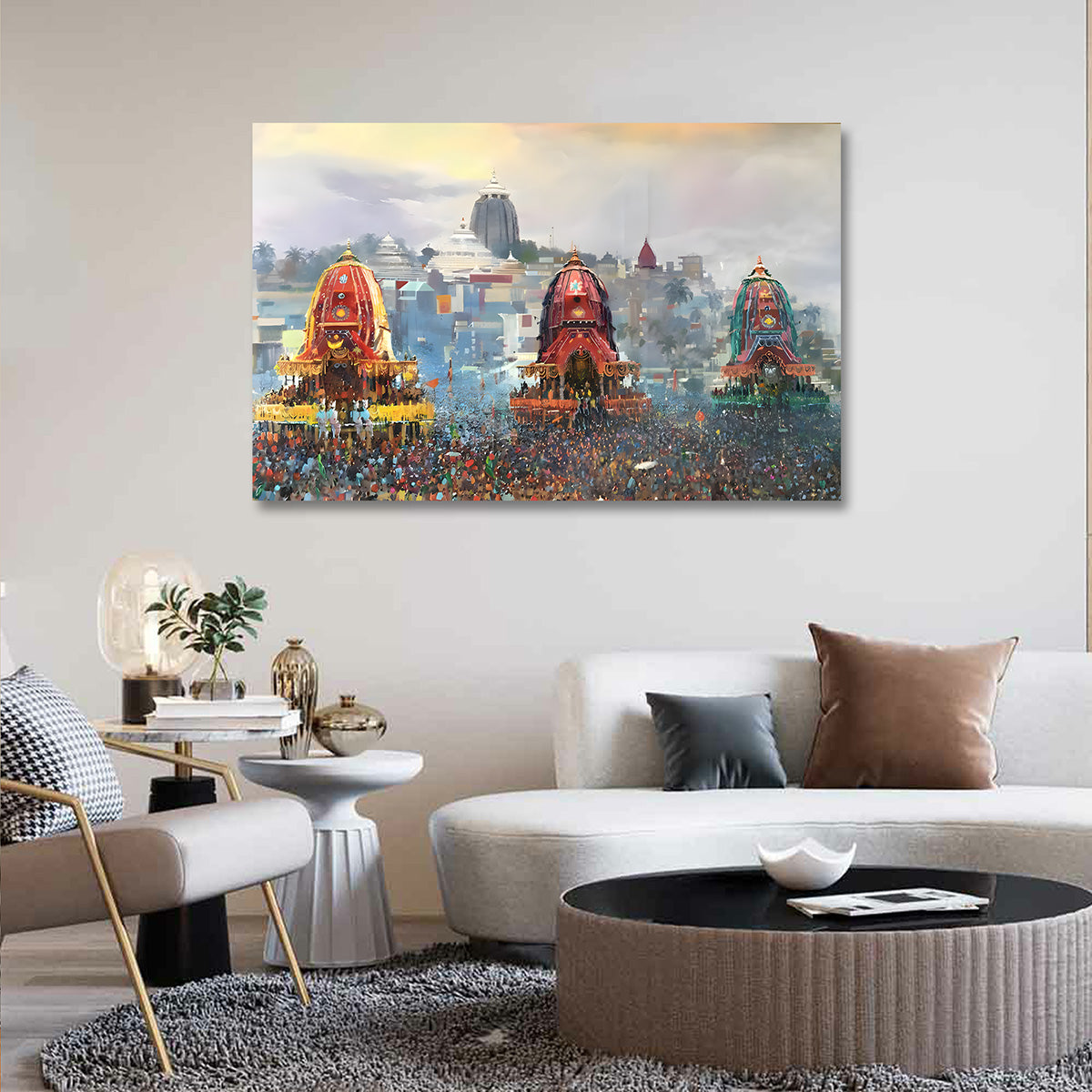 Jagannath Rath Yatra canvas painting frame festival wall decor for living room