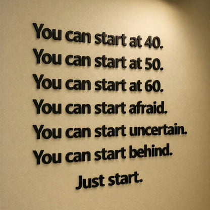 just start motivational wall decor office typography quote
