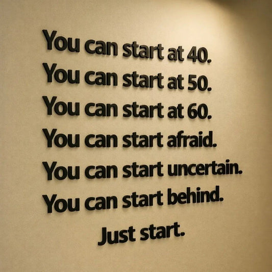 just start motivational wall decor office typography quote
