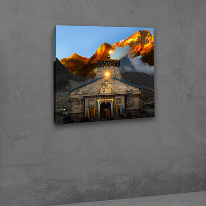 kedarnath temple sunrise canvas painting frame himalaya wall decor for living room spiritual art