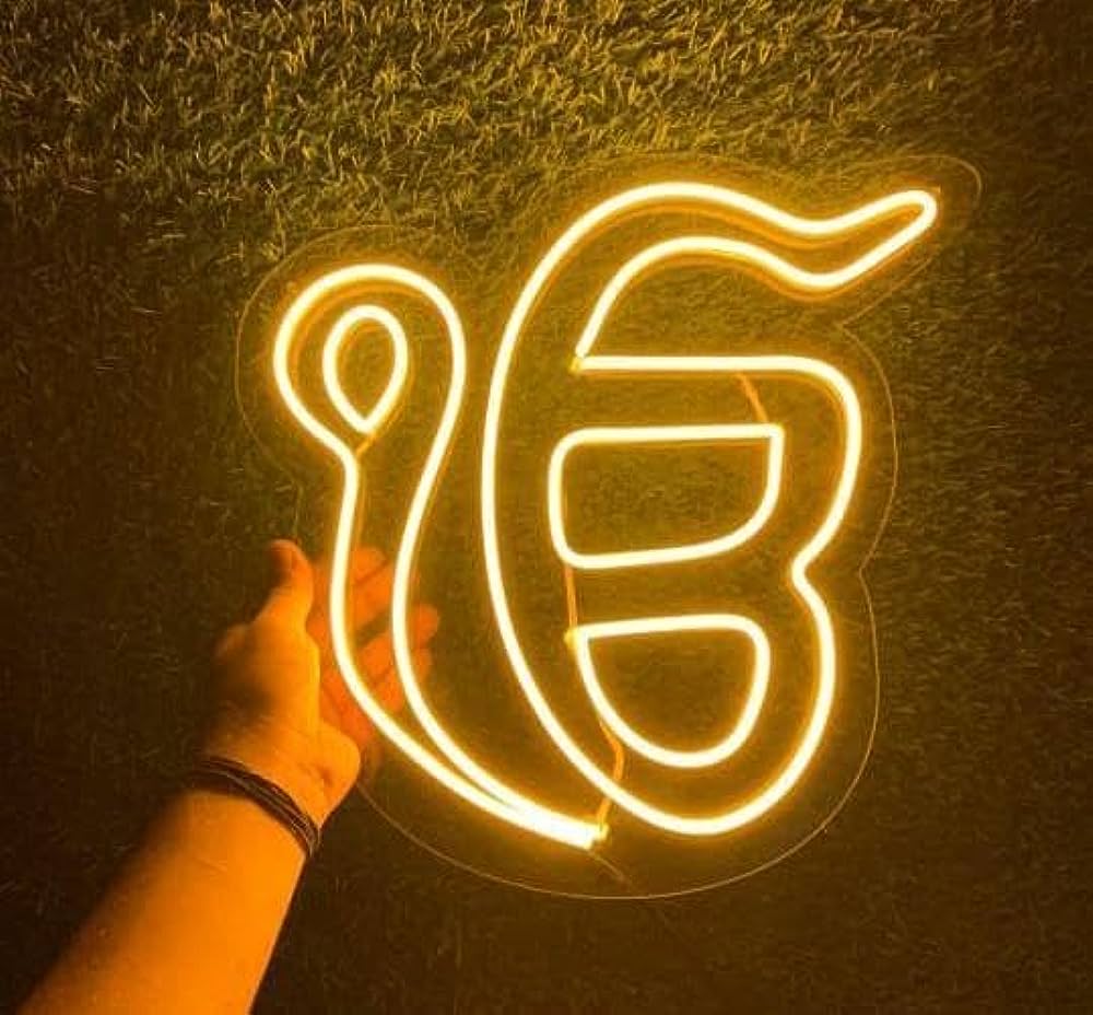 Khanda symbol LED neon wall light big size for Sikh home decor